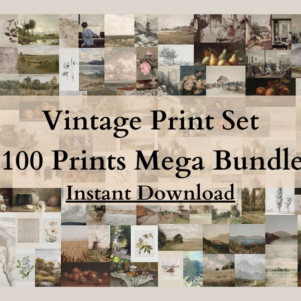 100 Vintage Prints Bundle - Printable Vintage Gallery Wall Art, Vintage Art, Antique Artwork, Vintage Bundle Print, Vintage Gallery Wall Set