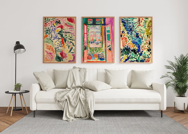 Zestaw 3 wydruków Matisse'a Wydruk muzealny Matisse'a Zestaw wydruków ściennych Matisse'a Sztuka ścienna wydruków Matisse'a Wydruk Henri Matisse'a Zestaw wydruków ściennych Matisse'a zdjęcie 1