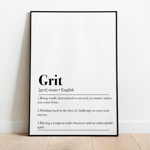 Grit Definition Print, Grit Print, Grit Sign Wall Art, Grit Wall Decor, Grit Wall Art, Grit Art Decor, Grit Poster, Grit Quote Print