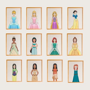 12 Princesses Wall Art, Princess Wall Decor for Nursery, Princess Nursery Decor Prints, Princess Poster Art, Princess Art Print