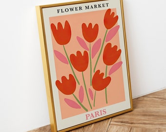 Flower Market Paris Print, Flower Market Wall Art Print, Flower Market Digital Print, Flower Market Print, Flower Market Poster
