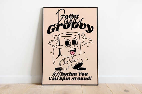 Retro Groovy Toilet Paper Print, Toilet Funny Art, Toilet Word Art, Toilet Art Print, Toilet Wall Art, Toilet Artwork, Toilet Wall Print