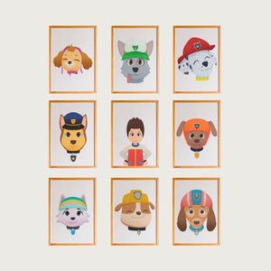 9 Paw Patrol Posters Set, Paw Patrol Prints Set, Paw Patrol wall art, Paw Patrol Nursery Prints, Paw Patrol gifts, Paw Patrol Party Decor