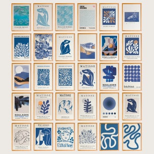 32 Blaue Galeriewand-Drucke - Blaue Galeriewandkunst, Galeriewand-Set, Blaue Galeriewand, Blaues Poster-Set, Blaues Print-Set, Matisse Poster