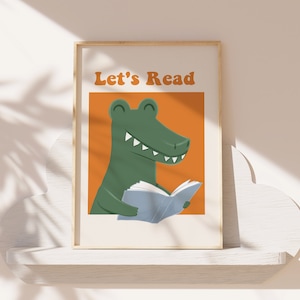 Kids Reading Poster, Reading Print Poster, Reading for Kids, Reading Wall Art, Reading Room Art, Reading Art Prints, Reading Art Decor