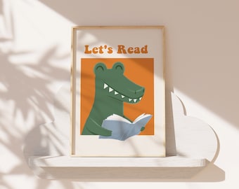 Kids Reading Poster, Reading Print Poster, Reading for Kids, Reading Wall Art, Reading Room Art, Reading Art Prints, Reading Art Decor