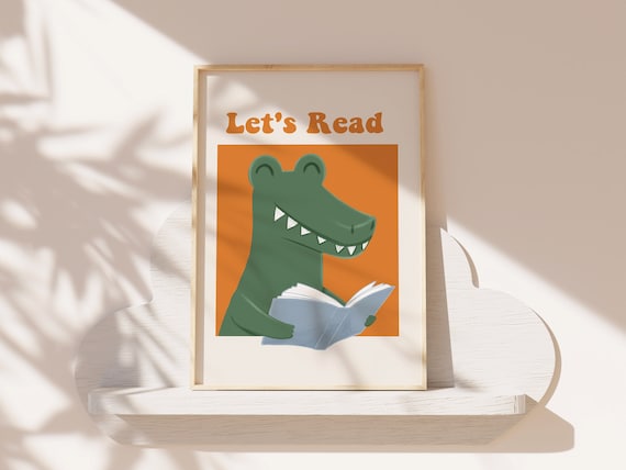 Kids Reading Poster, Reading Print Poster, Reading for Kids, Reading Wall Art, Reading Room Art, Reading Art Prints, Reading Art Decor