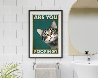 Stampa gatto stai facendo la cacca, decorazione bagno stampabile con gatto, poster divertente per il bagno, arte murale per la decorazione del bagno, poster divertente con gatto stai facendo la cacca