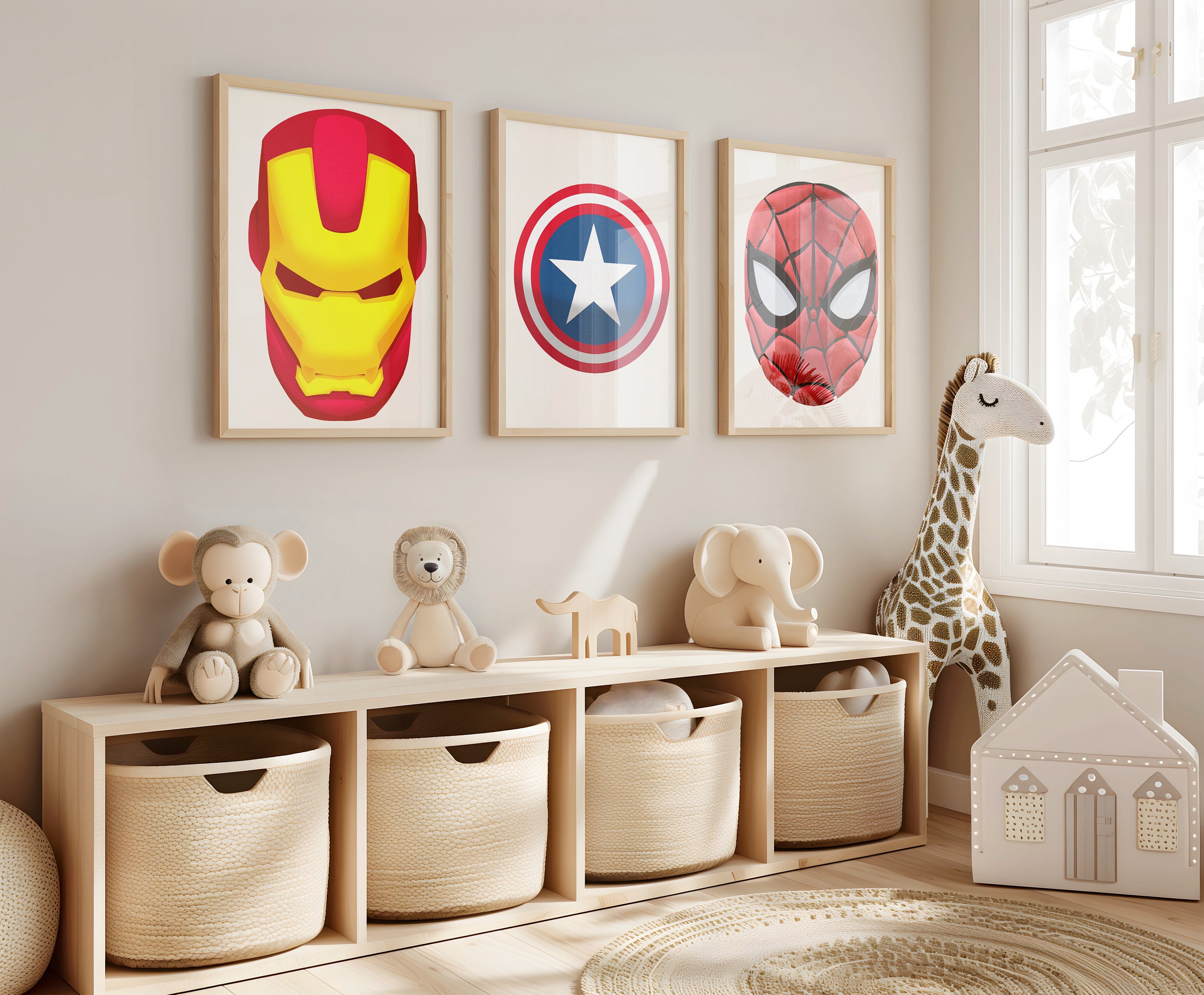 6 Nursery Avengers Superhero Set, Superhero Prints for Boys Room ...