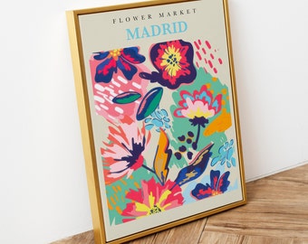 Flower Market Madrid Print, Flower Market Wall Art Print, Flower Market Digital Print, Flower Market Print, Flower Market Poster