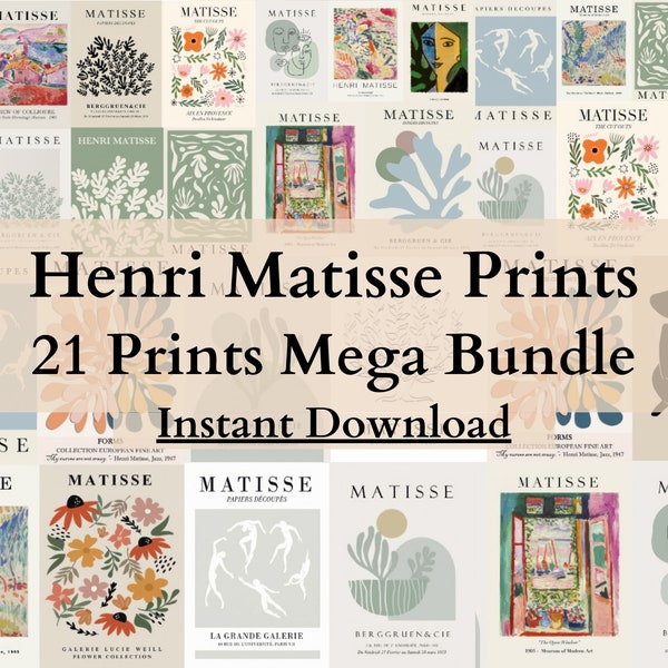 Henri Matisse Art Print Set of 21, Modern Abstract Wall Art, Matisse Gallery Wall Set, Museum Exhibition Poster, Matisse Poster Set