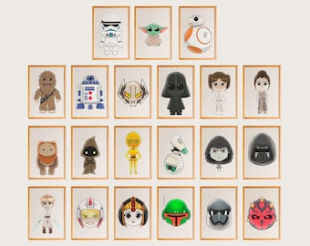 21 Star Wars Nursery Prints Bundle, Star Wars Nursery Wall Art, Star Wars Nursery Decor, Starwars Posters for Kids, Star Wars Kids Prints