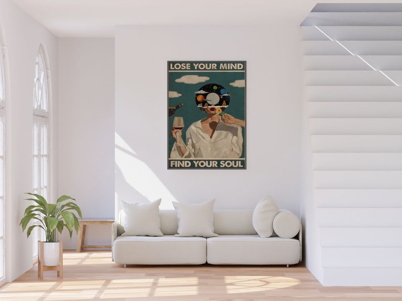 Affiche vintage Lose Your Mind Find Your Soul, impression Lose Your Mind, art mural vintage inspiré de la musique, impression poster rétro, poster musique rétro image 3