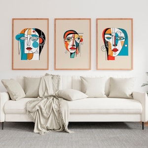 Picasso Set of 3 Prints, Picasso Faces Line Art, Picasso Inspired art, Picasso Gallery Art, Picasso Style Art Picasso Pop Art Picasso Poster