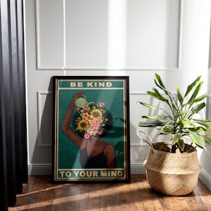 Be Kind To Your Mind Vintage Poster, Lose Your Mind Print, Retro Poster Druck, Musik Retro Poster, Vintage Print, Positivität Poster Bild 2