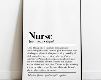 Nurse Definition Print, Nurse Definition Printable, Nurse Definition Art, Gifts for Nurse, Dictionary Art, Nurse Print, Nurse Gift