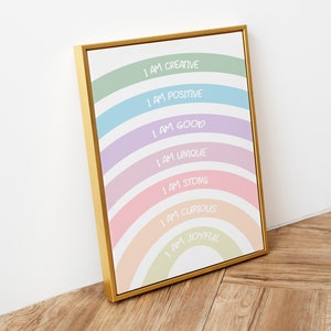 Affirmations For Kids Print, Affirmations Kids, Rainbow Affirmations Print, Nursery Kid Room Art, Affirmations Wall Art For Kids