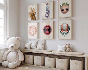 6 Nursery Avengers Superhero Print Set, Superhero Prints for Boys Room, Avengers Art Print, Superhero Nursery Decor, Avengers Poster Set