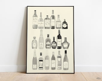 Printable Bar Wall Art, Bar Decor Wall Art, Bar Cart Drink Art, Bar Cart Decor Print, Bar Cart Wall Art Print, Bar Cart Digital Art