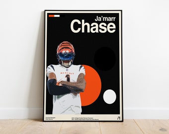 Ja'marr Chase Poster, Cincinnati Bengals 11x14 Modern Minimalist, Poster per camera da letto, Poster per ufficio, Helvetica Modern Sports Poster