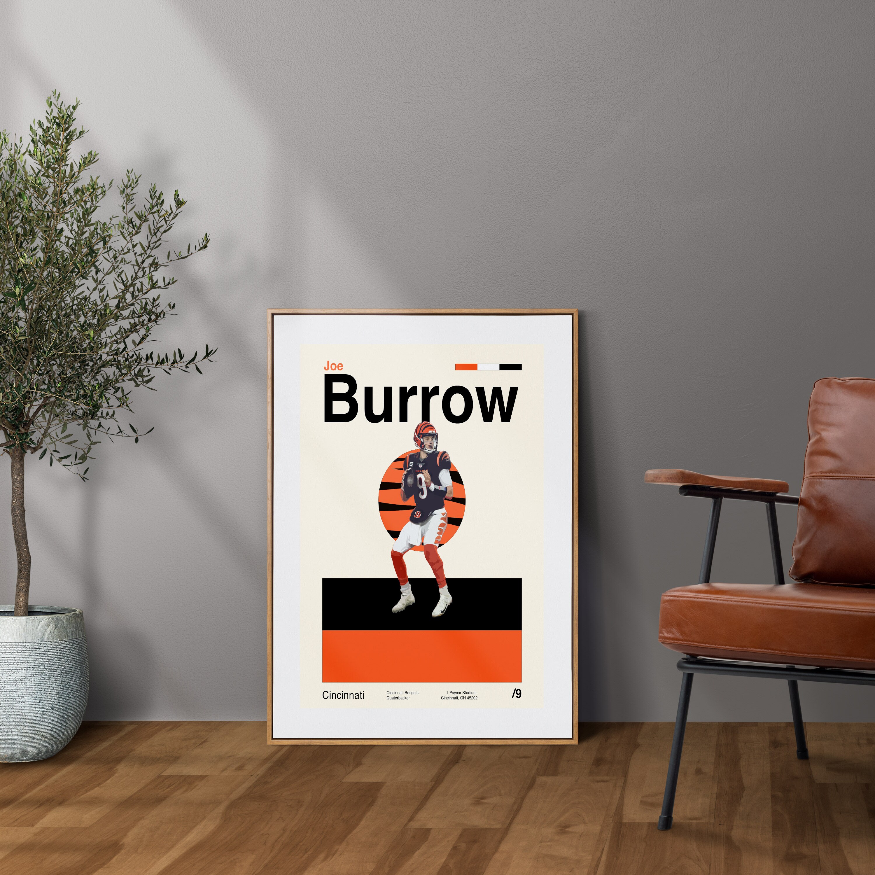 Joe Burrow Poster, Cincinnati Bengals 11x14 Modern Minimalist, Poster ...