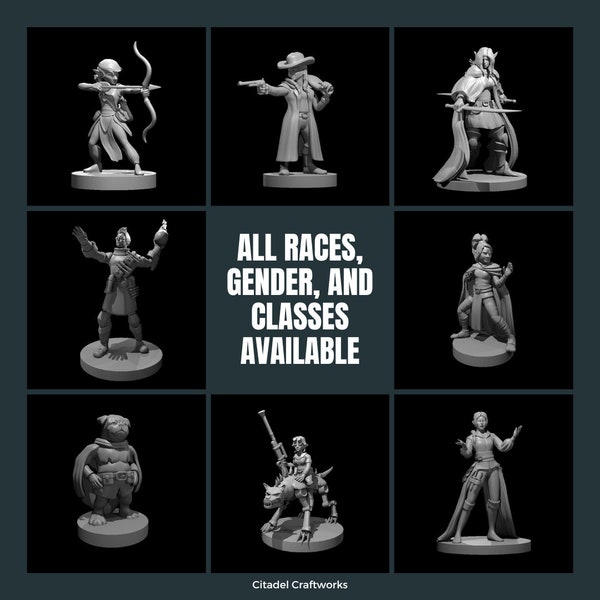 Customizable Miniature Characters for TTRPG - Choose Your Class for DND Campaigns Player Characters and NPCs | 1 or more minis in a set