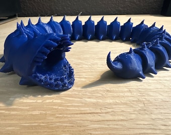 Articulated Purple Worm Miniature - DND Enemy, Fidget Toy, Unique Alternative - 3d Printed - Primed or Painted Options - RPG Monster