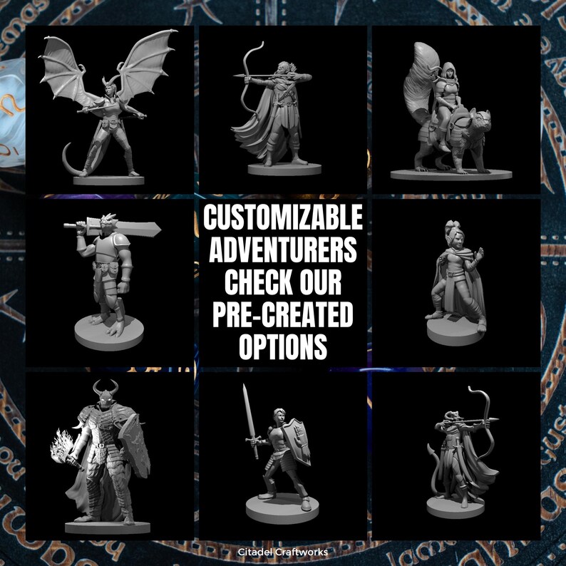 Customizable DND Miniatures: TTRPG Player Characters & NPC Set - Etsy
