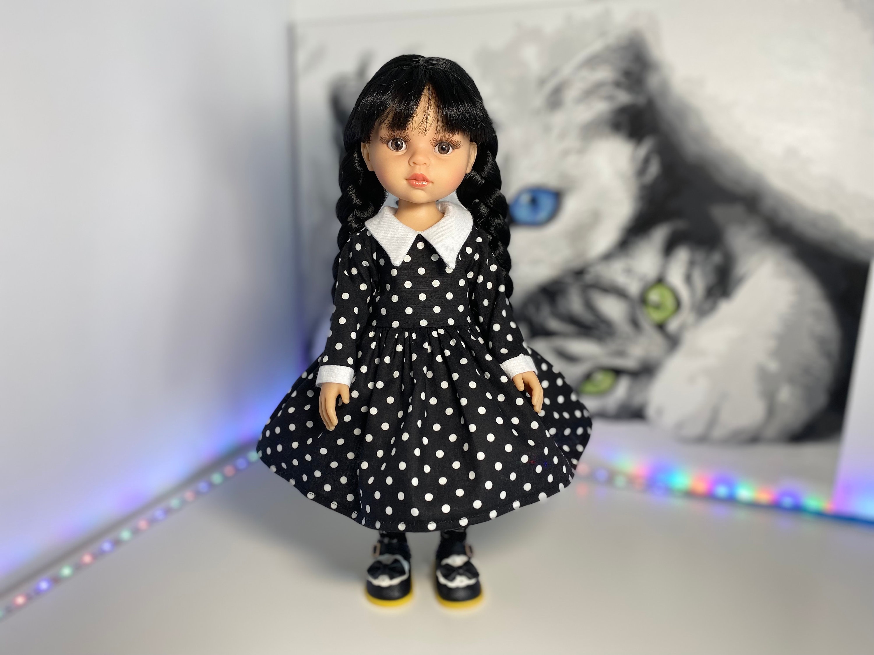 Wednesday Addams outfit dress for Paola Reina Las Amigas 13 inch 32-33 cm BJD 1/6