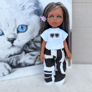 Outfit, linen pants, blouse, hat for Paola Reina Las Amigas 13 inch 32-33 cm BJD 1/6