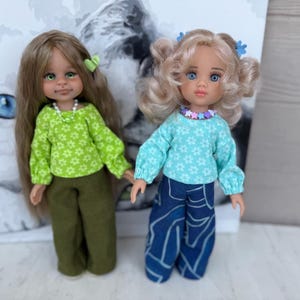 Outfit, linen pants, blouse, hat for Paola Reina Las Amigas 13 inch 32-33 cm BJD 1/6