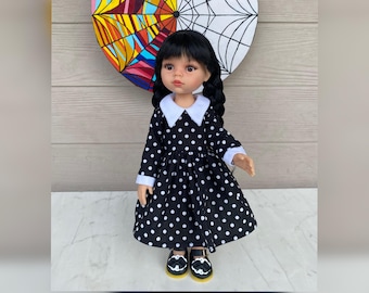 Wednesday Addams outfit dress for Paola Reina Las Amigas 13 inch 32-33 cm BJD 1/6