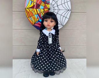 Wednesday Addams outfit dress for Paola Reina Las Amigas 13 inch 32-33 cm BJD 1/6