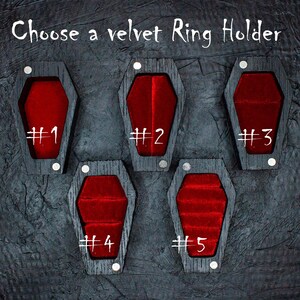 Engraved Coffin Ring Box: Raven & Skull Gothic Wedding Jewelry 画像 2