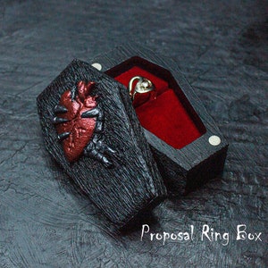 Eternal Love Gothic Coffin Ring Box. Gothic Home Decor for Proposal, Wedding and Engagement