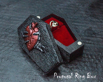 Eternal Love Gothic Coffin Ring Box. Gothic Home Decor for Proposal, Wedding and Engagement