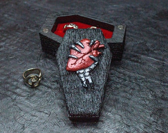 Eternal Love Gothic Coffin Ring Box. Gothic Home Decor for Proposal, Wedding and Engagement