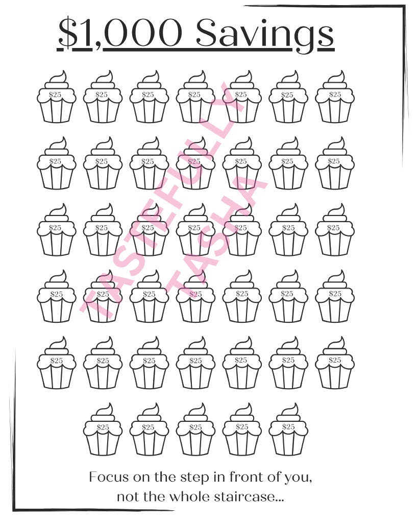 1000 Budget Savings printable - Etsy