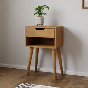 Drawer cabinet with open shelf made of solid oak | ANDO