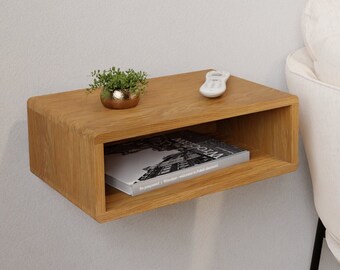 Floating storage compartment for hallway or bedroom made of solid oak wood | BLIX