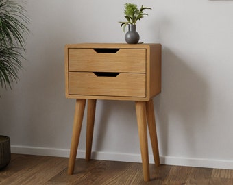 Bedside table made of solid oak in Scandinavian design | ALVA