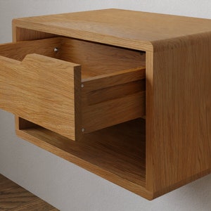 Bedside table with drawer and shelf floating made of oak ANDO image 4