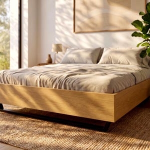 Estrutura de cama em carvalho maciço | Design escandinavo | Feito à mão | HAKON