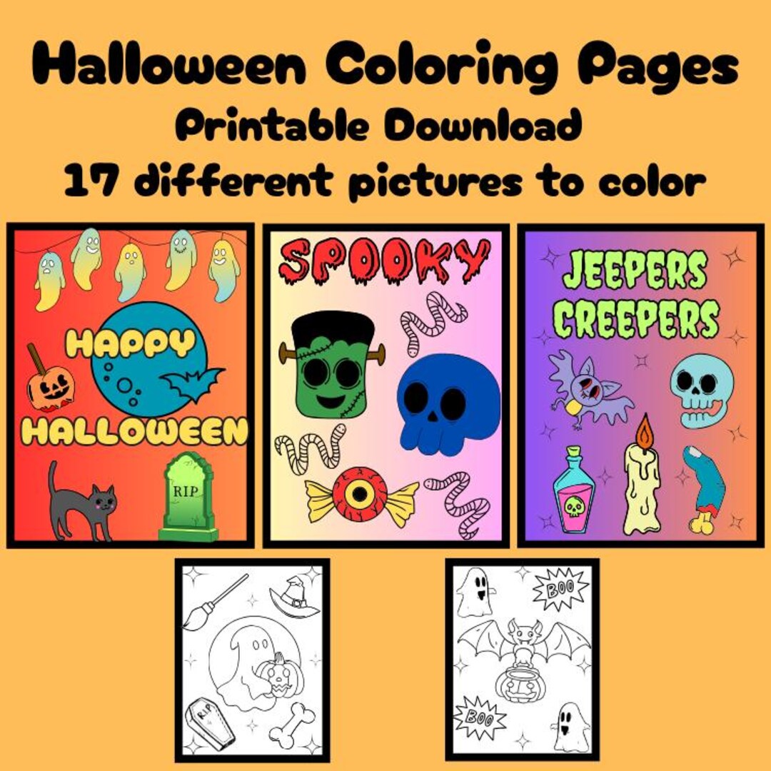 Halloween Coloring Pages | Kids Activity | Printable PDF - Etsy