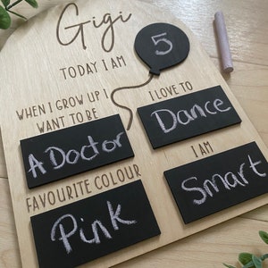 Personalised Reusable Birthday Wooden Board, Birthday Chalkboard, Birthday Boy, Birthday Girl, First Birthday, Keepsake Wipeable Board