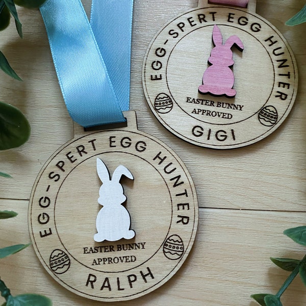 Personalised Easter Bunny Keepsake Wooden Medal, Badge Alternative, Easter Egg Hunt Prize, Easter Basket Gift, Easter Box Ideas