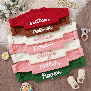 Personalized Baby Sweater, Custom Name Baby Sweater, Hand Embroidered Toddler Sweater, Custom Keepsake, Soft Baby Toddler Sweater, Baby Gift