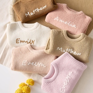 Personalized Baby Sweater, Custom Name Baby Sweater, Hand Embroidered Toddler Sweater, Custom Keepsake, Soft Baby Toddler Sweater, Baby Gift