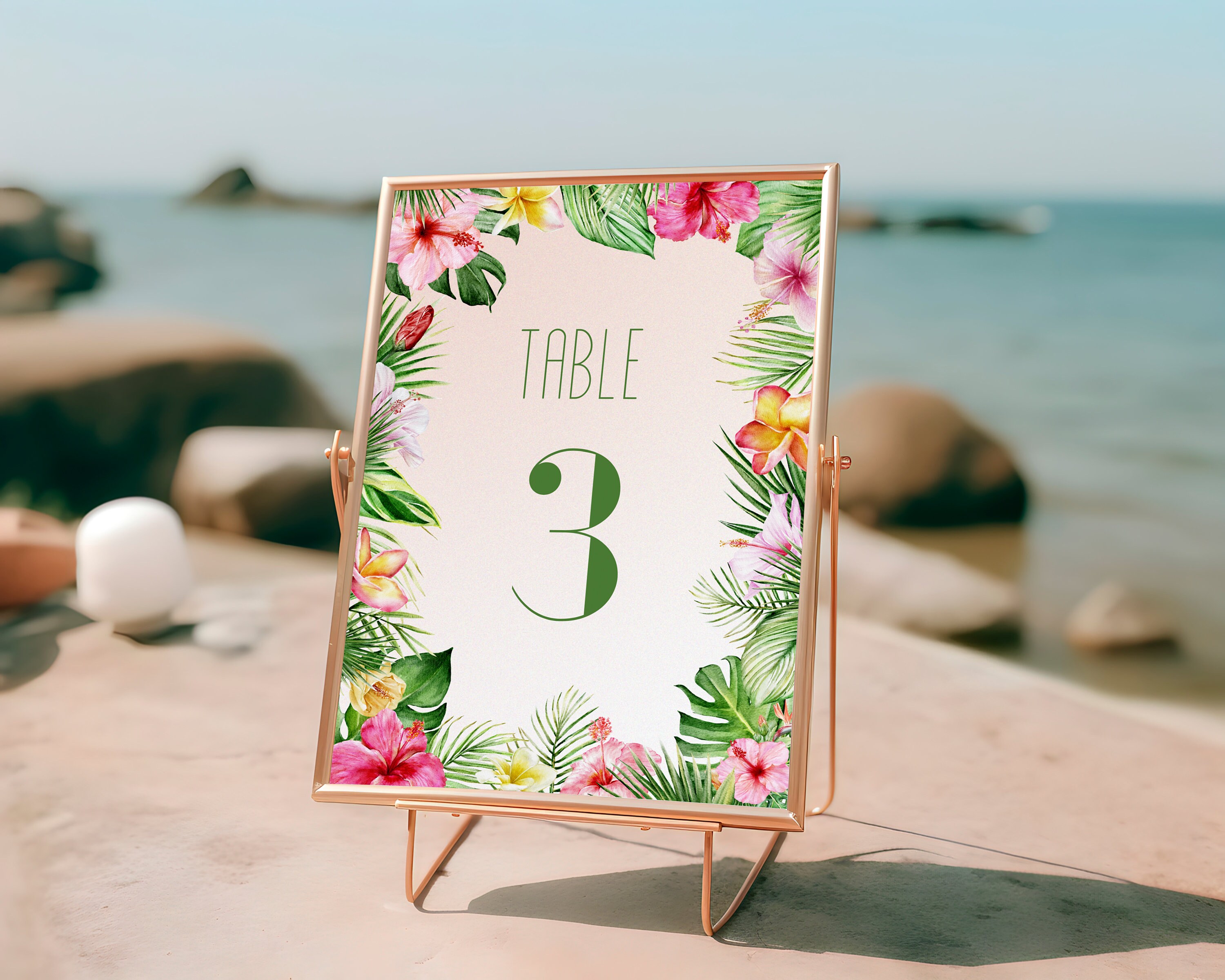 Editable Table Number Printable Tropical Table Number Card for Event ...