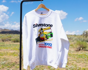 Moletom do Grande Prêmio da Inglaterra Silverstone 1992, Moletom Vintage, Moletom de Carro de Corrida, Moletom do Grande Prêmio, Moletom de Corrida, Carros